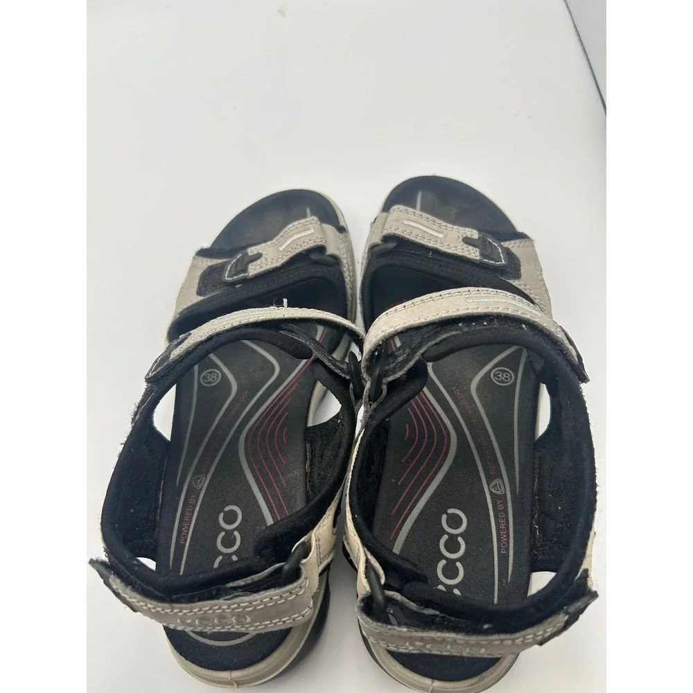 ECCO Receptor Technology Mens Grey Black Athletic Hiking Sandals Size 38‎